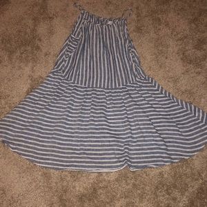Blue & White Striped Halter Dress - Love, Fire